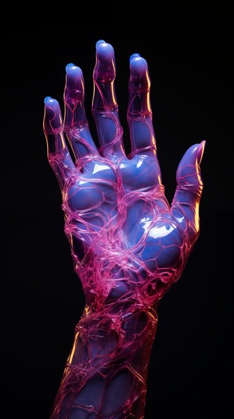 A 3D Rendered Image of a Hand with Pink Veins