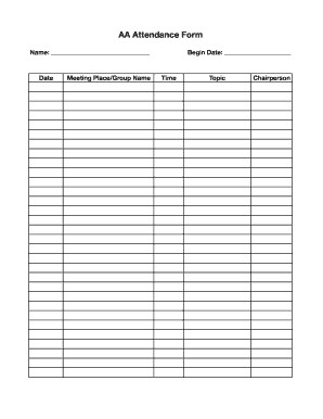 Fake Aa Signature Sheet Aa attendance Fill Line Printable Fillable Blank