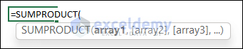 SUMPRODUCT function syntax