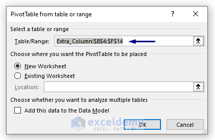 Creating Excel Pivot Table