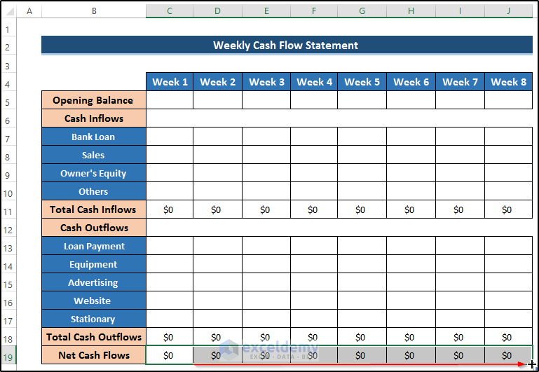 Weekly Cash Flow Statement Format in Excel