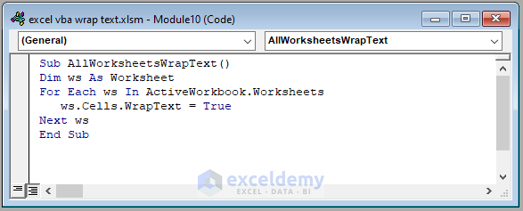 Excel vba Code to Wrap Text Inside Entire WorkBook