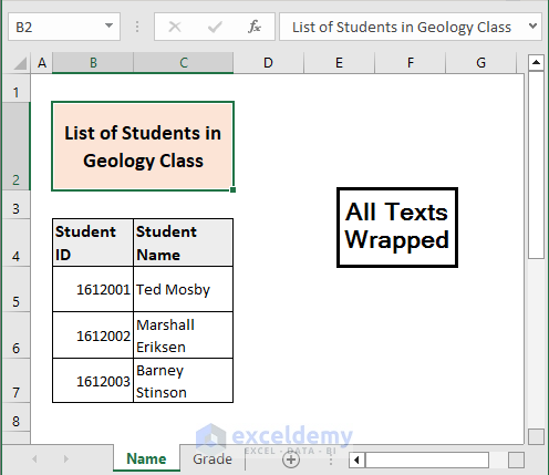 Text Inside Used Range of Cells Wrapped