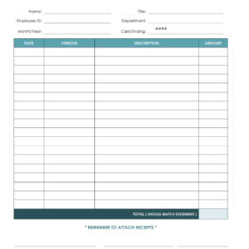 Professional Employee Expense Report Template