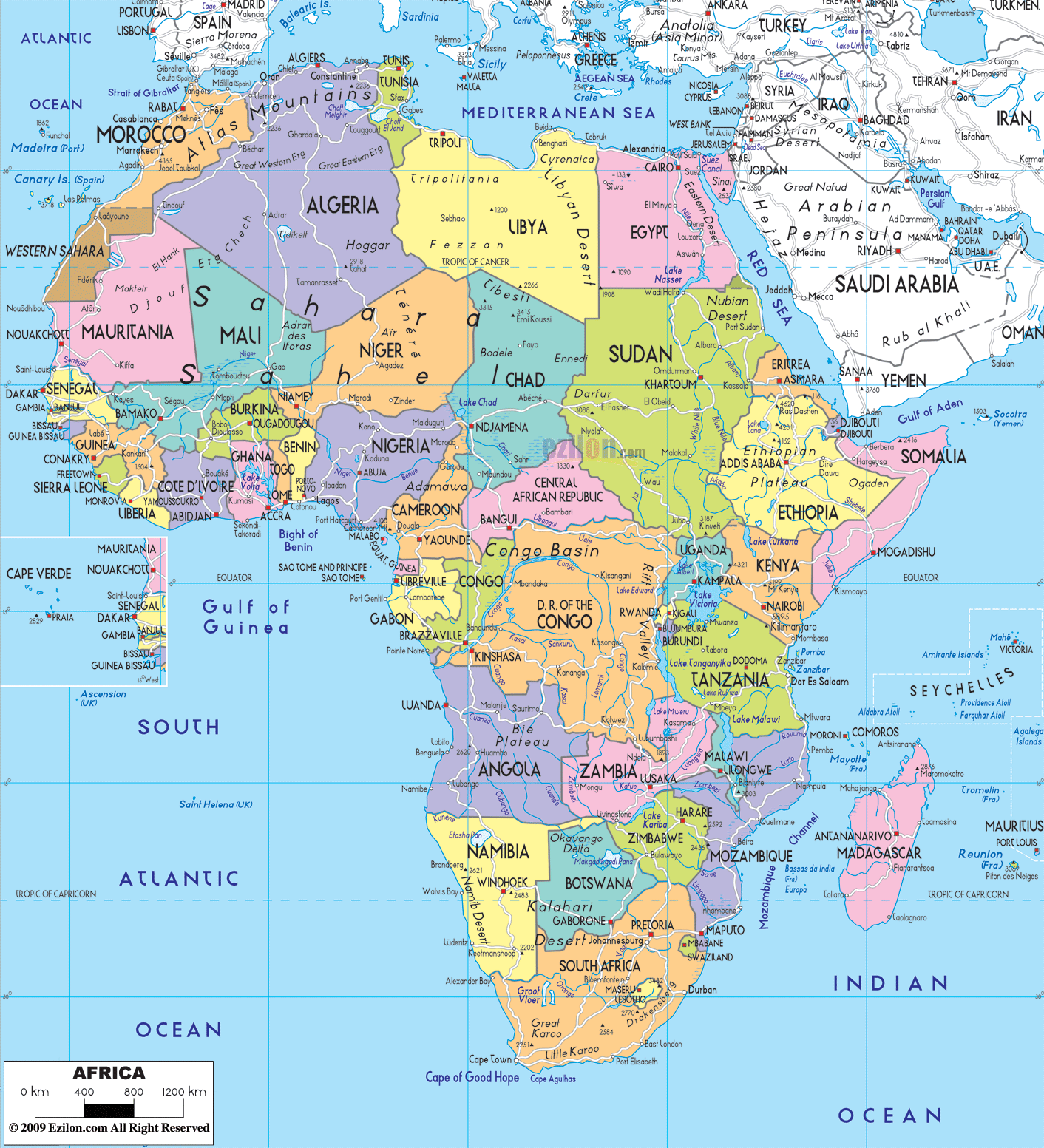 Map Of Africa And Asia