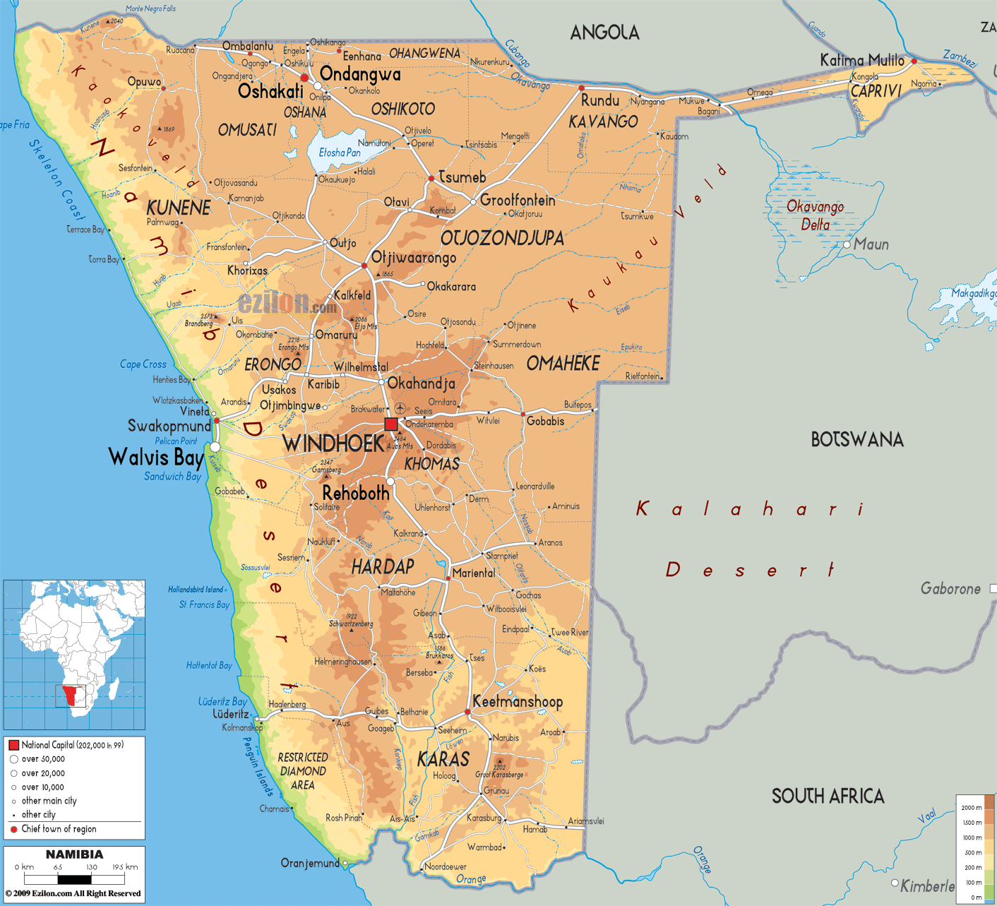 Namibia Physical Map - Photos