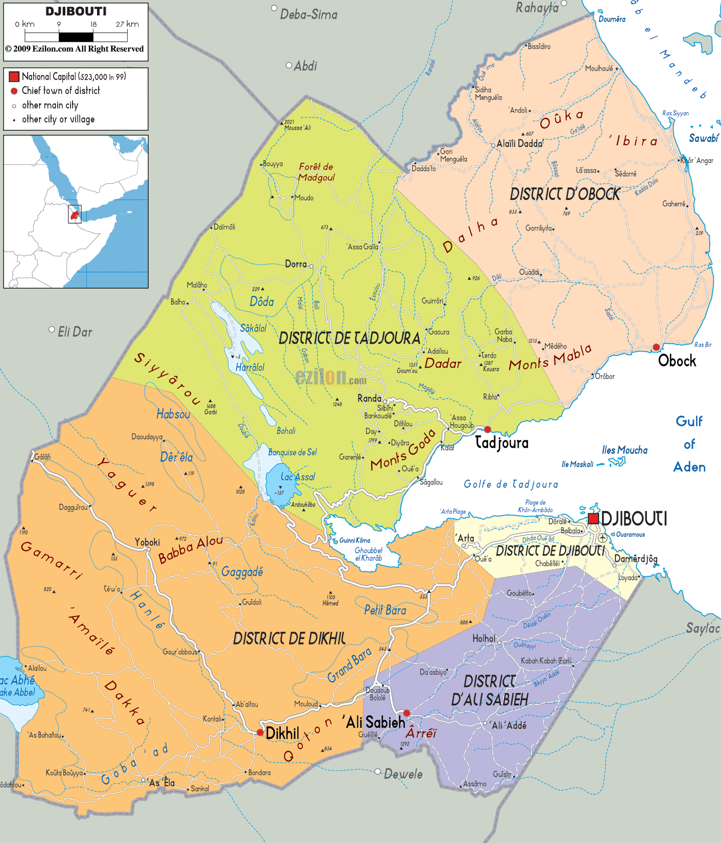 political map of Djibouti