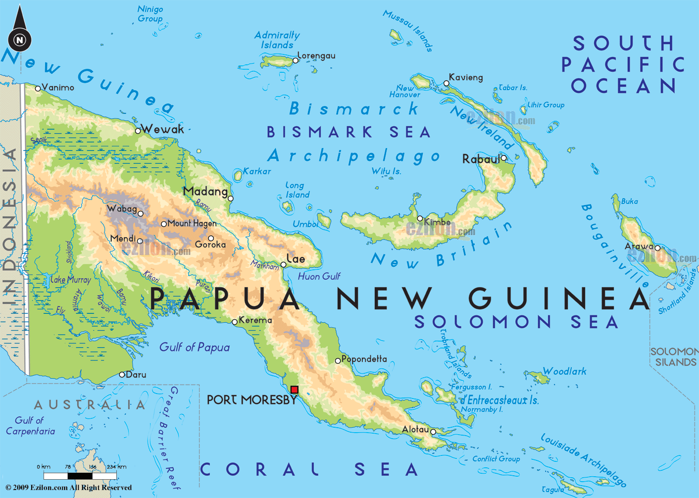 Map of Papua New Guinea and Papua New Guinea Map