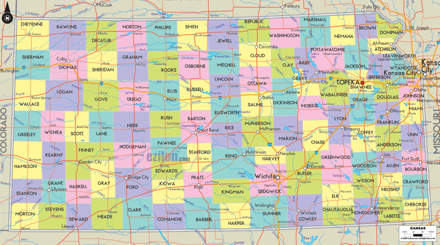 Detailed Political Map Of Kansas Ezilon Maps | SexiezPicz Web Porn