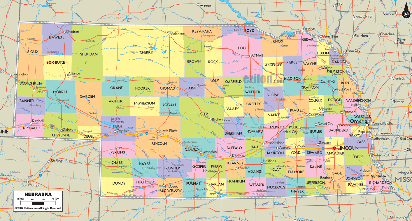 Printable Nebraska Map With Cities And Towns