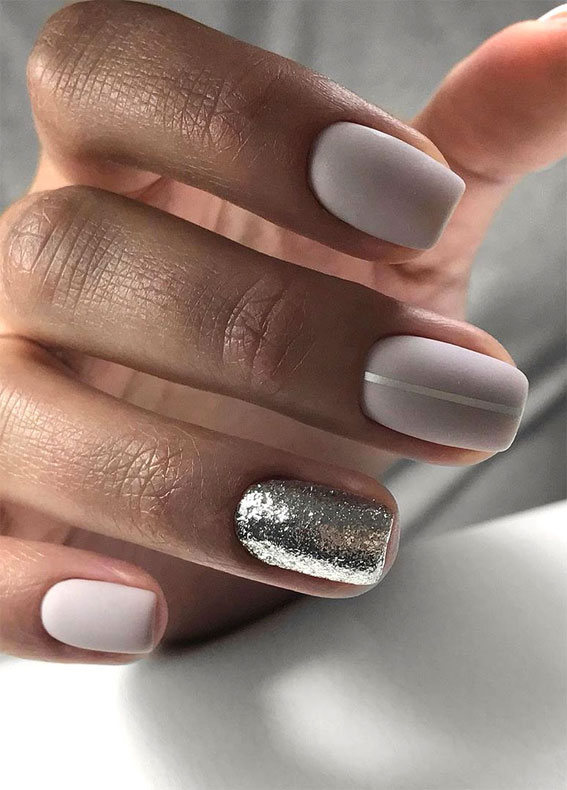 41 Pretty Nail Art Design Ideas To Jazz Up The Season : Grey and Silver Nails