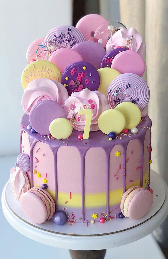 54 Jaw-Droppingly Beautiful Birthday Cake : Lavender and yellow birthday cake