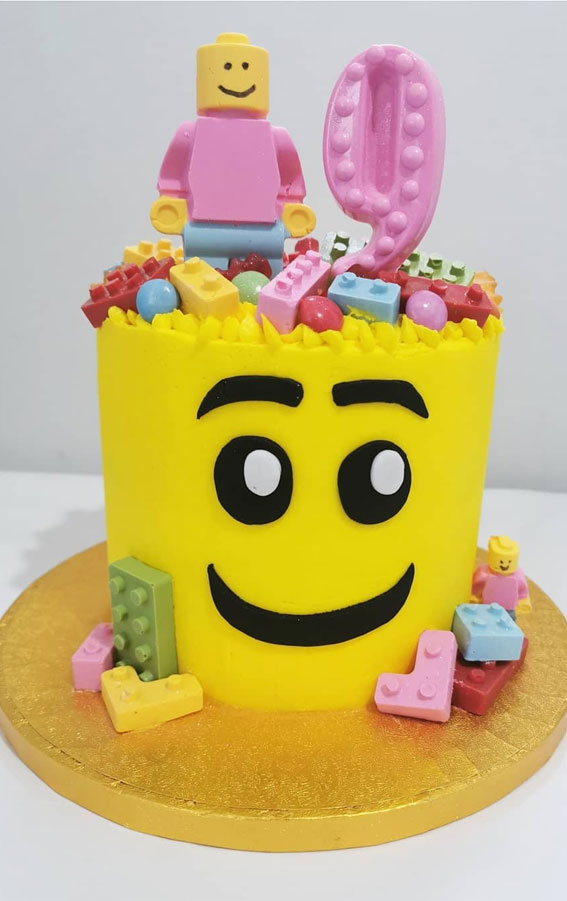 50 Best Birthday Cake Ideas in 2022 : Yellow Lego-Themed Cake