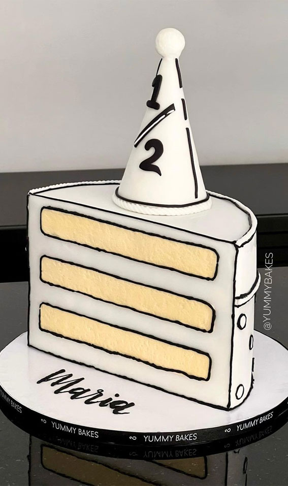 30+ Cute Comic Cakes For Cartoon Lovers : White 1/2 Birthday Cake