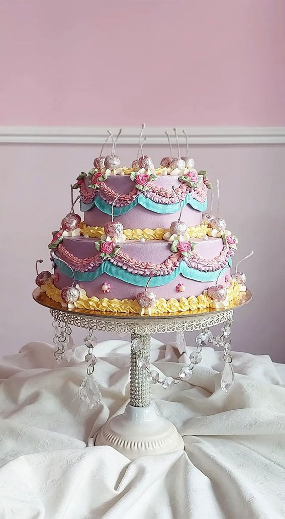 50 Layers of Happiness Birthday Cakes that Delight : Pastel Buttercream Vintage Style Cake