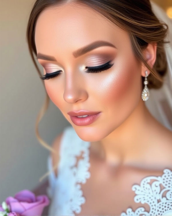 20 Soft Glam Bridal Makeup Looks : Rosy Radiance Bridal Glam