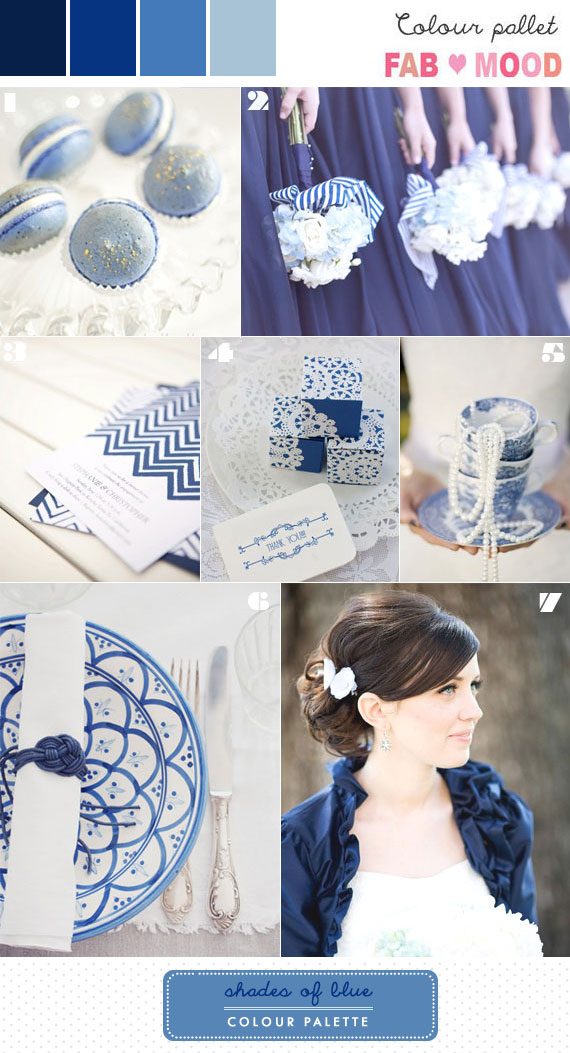 Navy Blue , Shades of Blue wedding palette