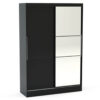 Lynx Sliding Door Mirrored Wardrobe 132cm Black Gloss