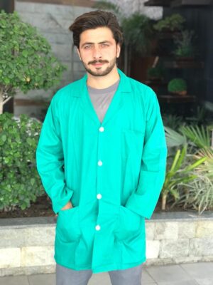 green lab coat