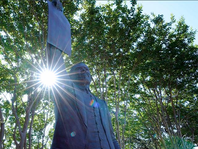 The inscription on this Juneteenth statue in Galveston, Texas reads, "On June 19, 1865, at the close of the Civil War, US Army General Gordon Granger issued an order in Galveston stating that the 1863 Emancipation Proclamation was in effect." (AP Photo)