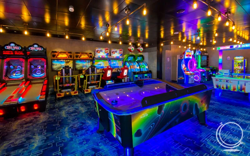 Arcade games including ski ball and air hockey