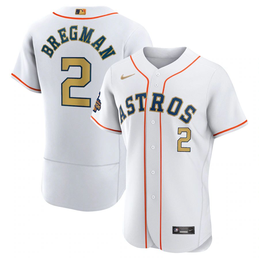 Houston Astros #2 Alex Bregman Nike White/Gold 2023 Gold Collection ...