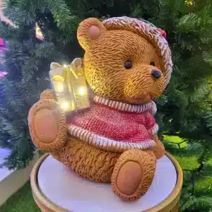 Christmas Teddy Bear With Gift Box Table Top Indoor Decoration