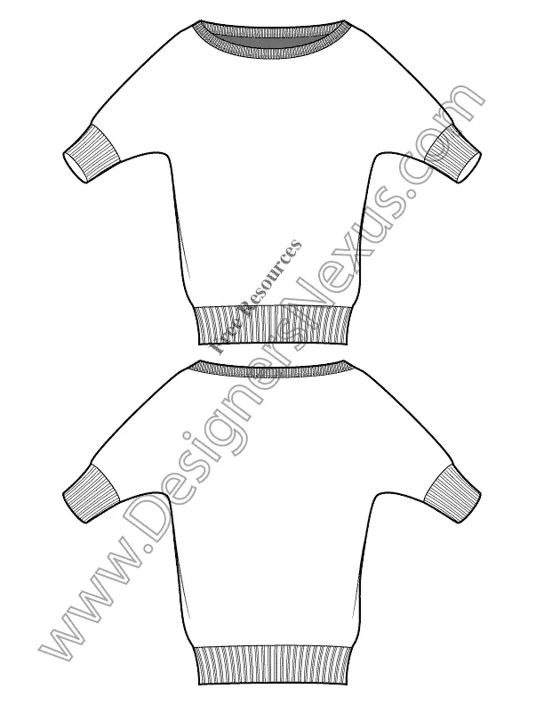 012 Fashion Flat Sketch of a women's kimono sleeves, boat neckline knit top/sweater.