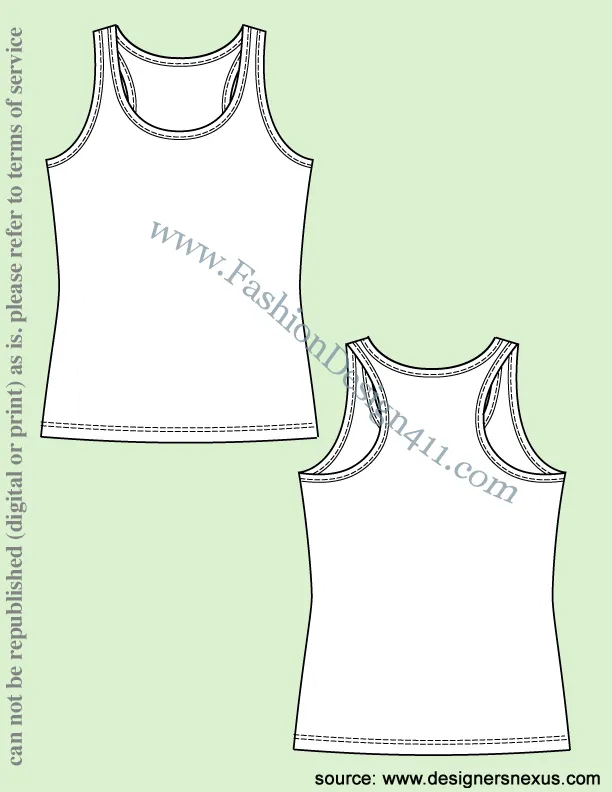 013 Fashion Flat Sketch of a women's racer back, knits, tank top.