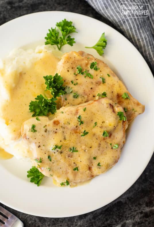 Crock Pot Pork Chops on a plate.