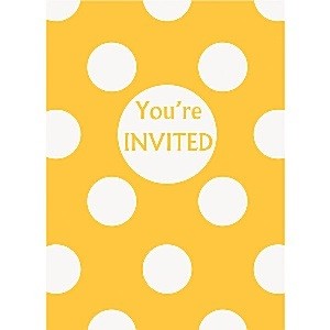 GULE POLKA DOT INVITASJONER