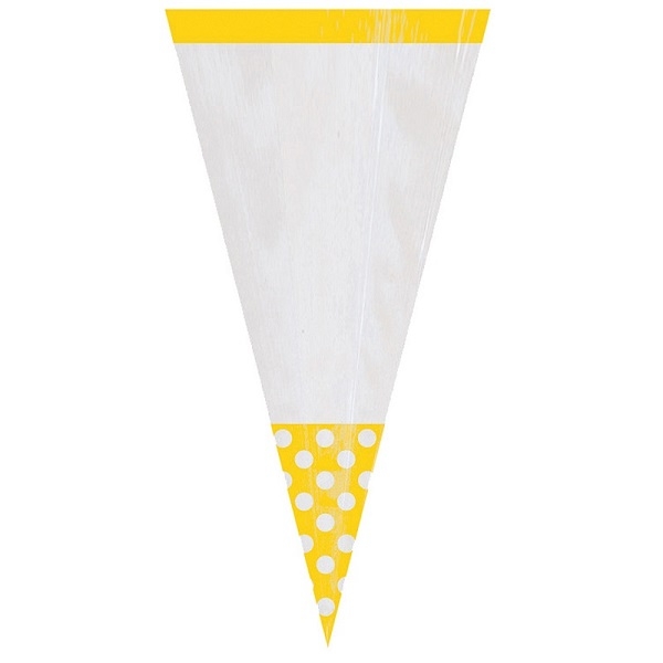 GULE POLKA DOT CELLOFAN GODTEPOSER