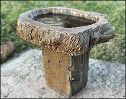 Concrete Distressed Wood Bird Bath