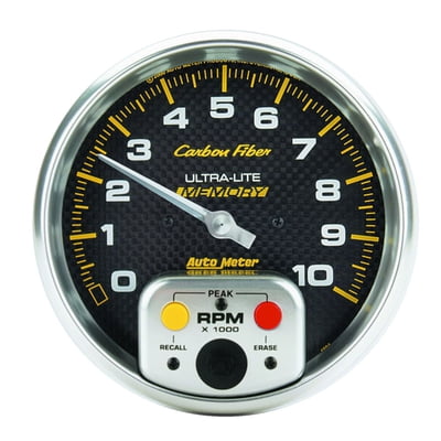 5" Carbon In-Dash Tach, 10,000 RPM, Recall "Highest RPM"