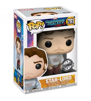 STAR LORD T-SHIRT YEAH BABY / LES GARDIENS DE LA GALAXIE / BOITE ABIMEE / FIGURINE FUNKO POP / EXCLUSIVE