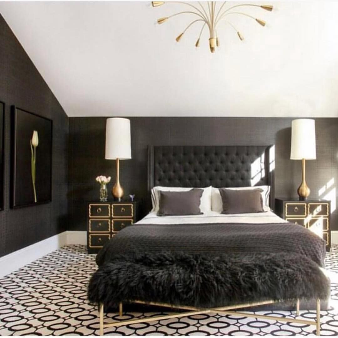 Black White and Gold Bedroom Beautiful Luxury Black &amp; Gold Bedroom by Michellegersoninteriors