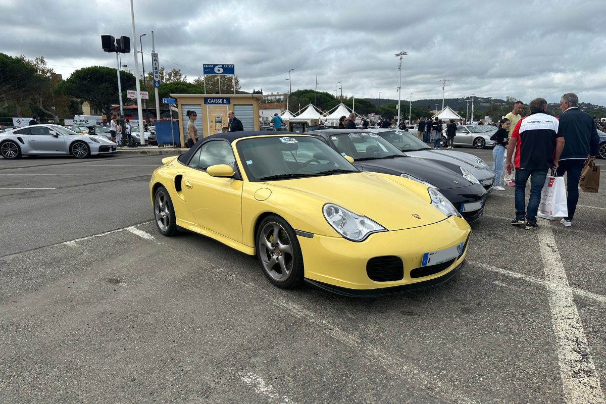 Porsche 996 turbo cabriolet jaune vitesse