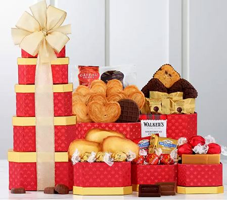 Delightful Valentine - Brownie, Candy and Cake Gift Tower