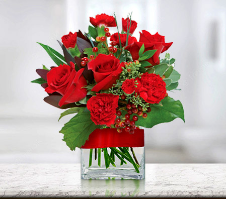 Sea Of Love-Red,Carnation,Rose,Arrangement