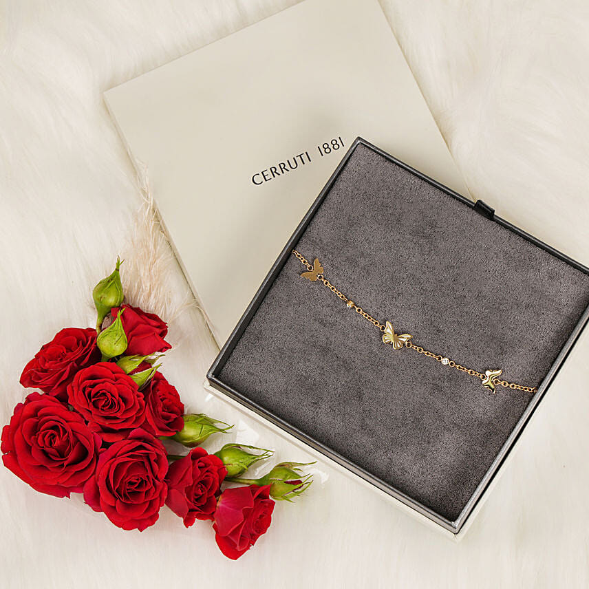 Cerruti 1881 Butterfly Bracelet with Red Roses: Valentine's Day Gifts