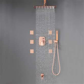 Fontana St. Gallen Ceiling Mounted Rose Gold Square Rainfall Shower Head Set