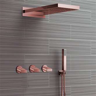 Fontana Reno Wall Mount Rose Gold Rainfall Mixer Shower Set