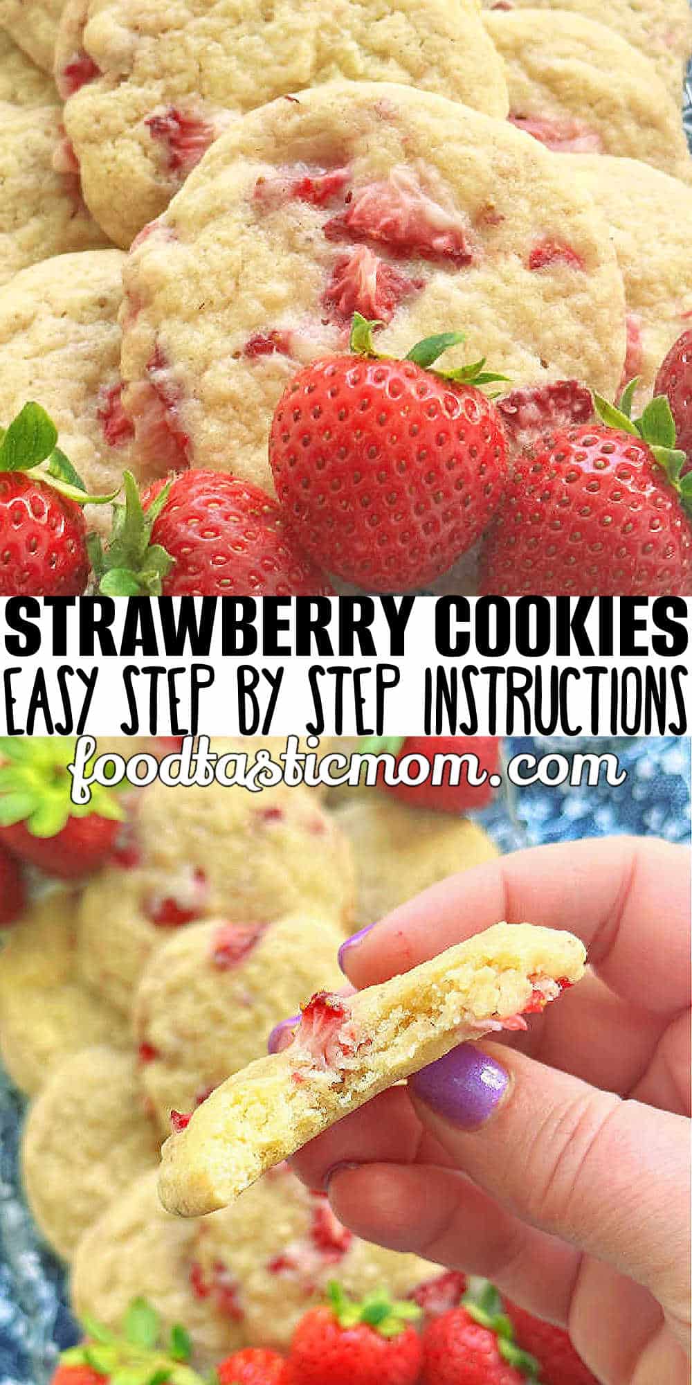 These Strawberry Sugar Cookies combine my grandma's sugar cookie recipe with chopped fresh strawberries for the most delightful treat. Each cookie is like a mini strawberry cake! via @foodtasticmom