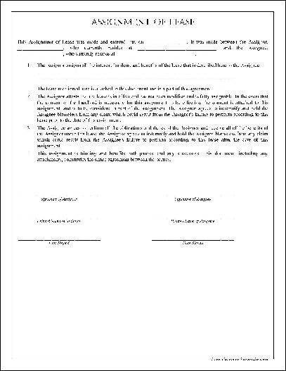 Free Simple Assignment of Lease from Formville