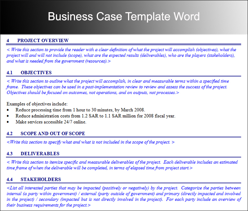 Business Case Template - Fotolip