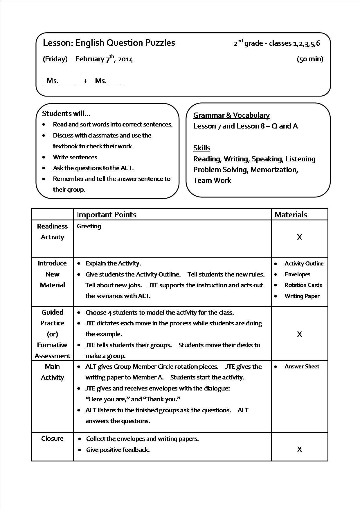 Lesson Plan Format Examples image.