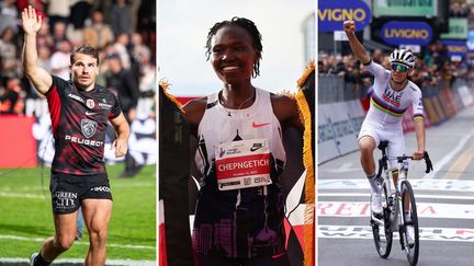 Antoine Dupont, Ruth Chepngetich et Tadej Pogacar ont brillé ce week-end. (AFP)