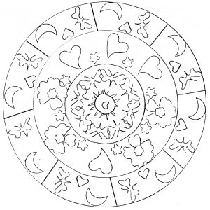 Easy Mandalas for kids : Hand drawn Mandala with hearts