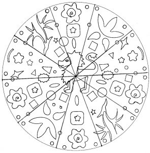 Easy Mandalas for kids : Simple Mandala for kids with lion (hand drawn)