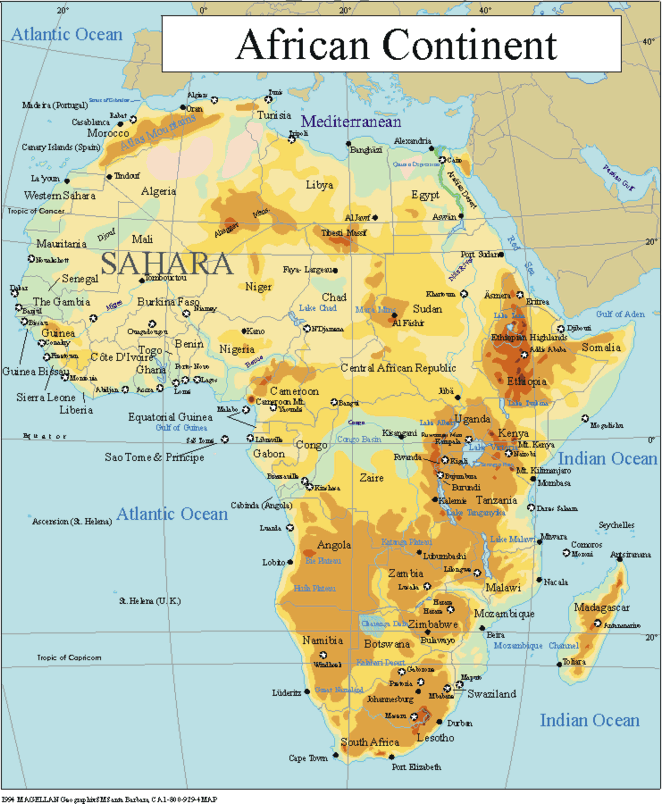 A Map Of Africa Continent - United States Map